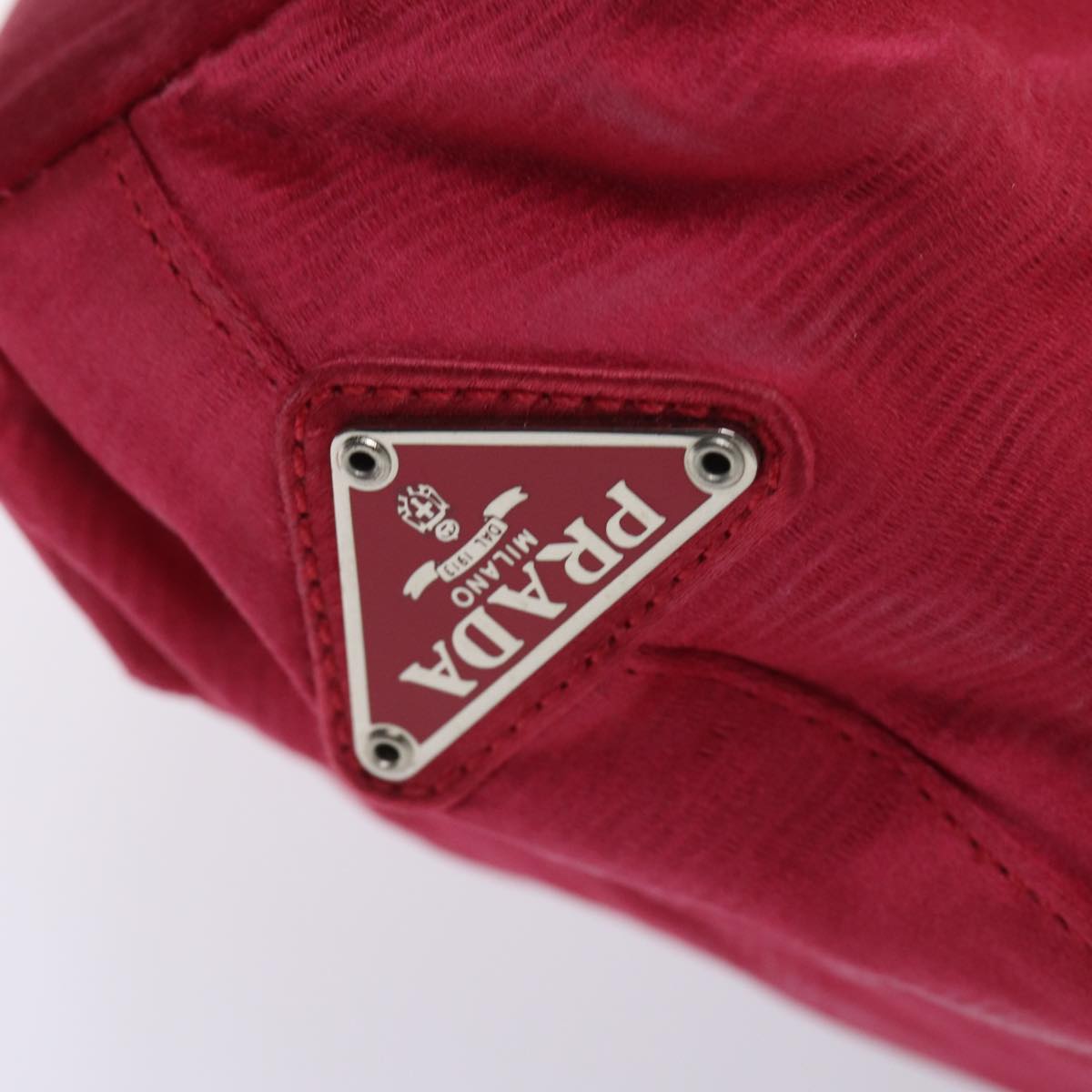PRADA Hand Bag Satin Red Auth 69745