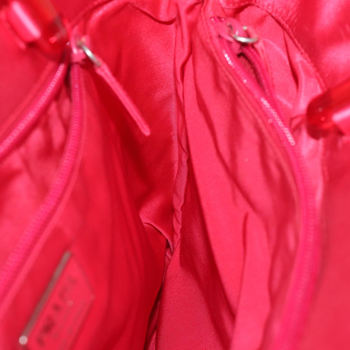 PRADA Hand Bag Satin Red Auth 69745