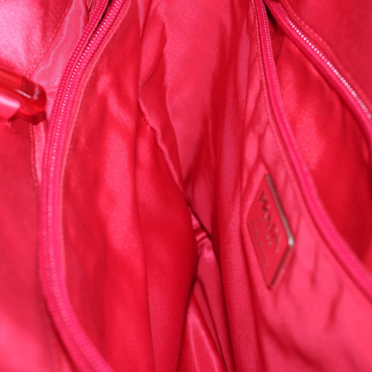 PRADA Hand Bag Satin Red Auth 69745