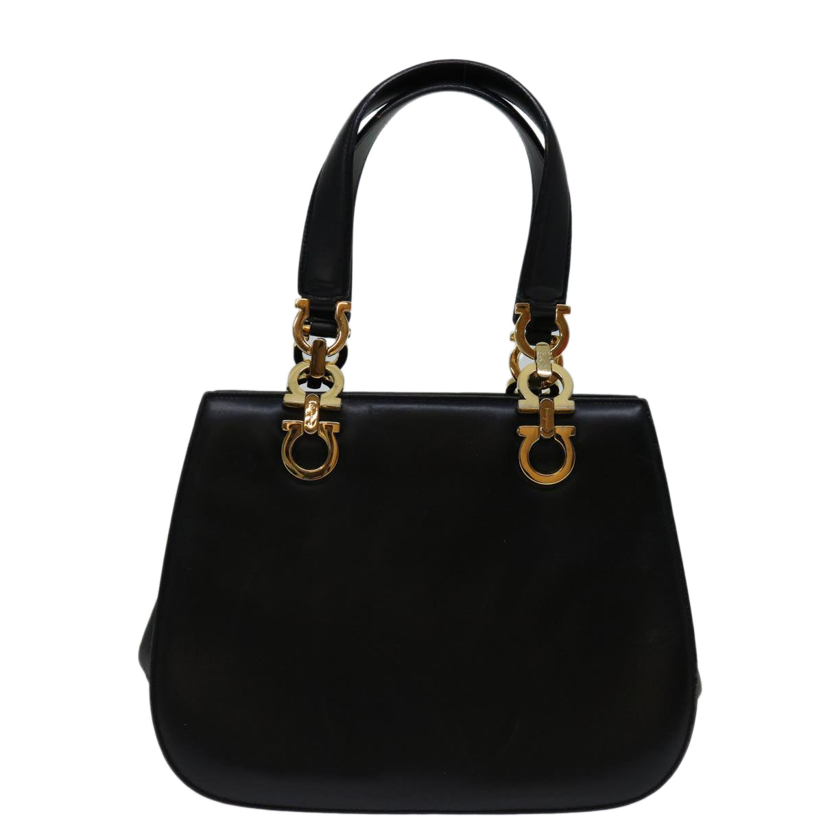 Salvatore Ferragamo Hand Bag Leather Black Auth 69894