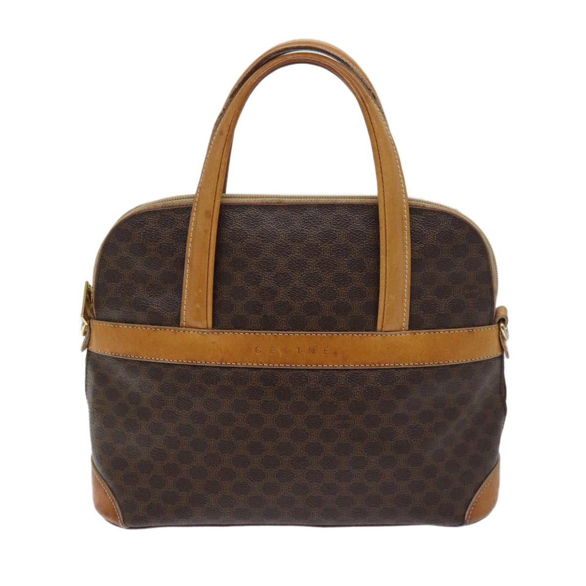 CELINE Macadam Canvas Hand Bag PVC 2way Brown Auth 69898