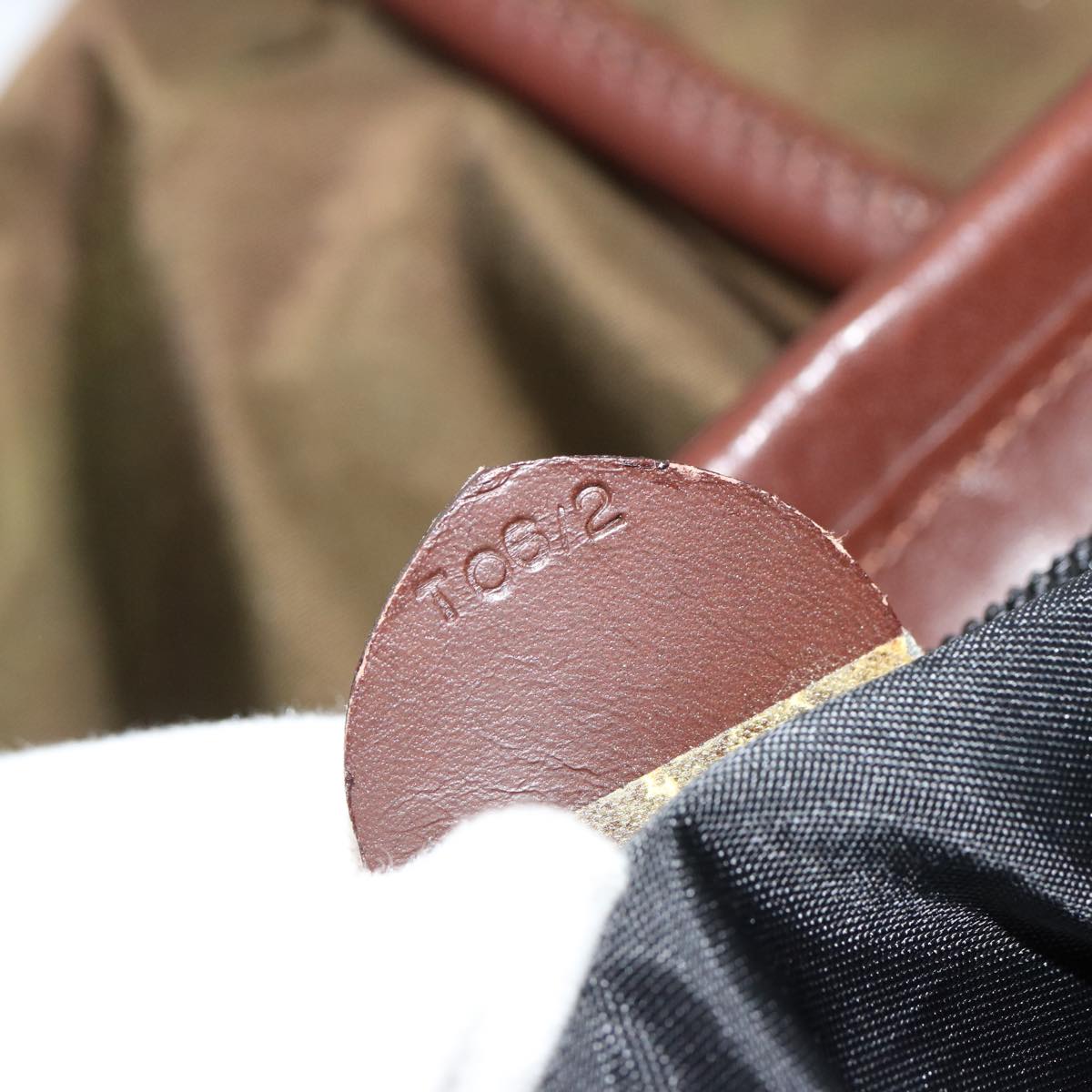 CELINE Hand Bag Nylon Khaki Auth 69940