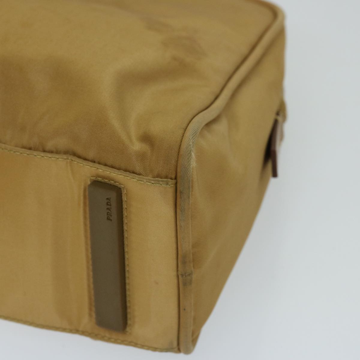 PRADA Hand Bag Nylon Beige Auth 69941