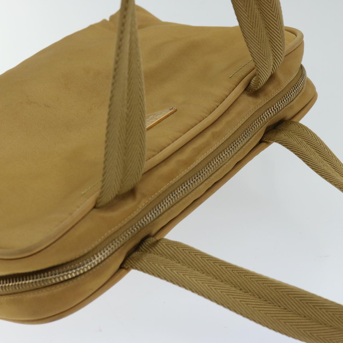 PRADA Hand Bag Nylon Beige Auth 69941