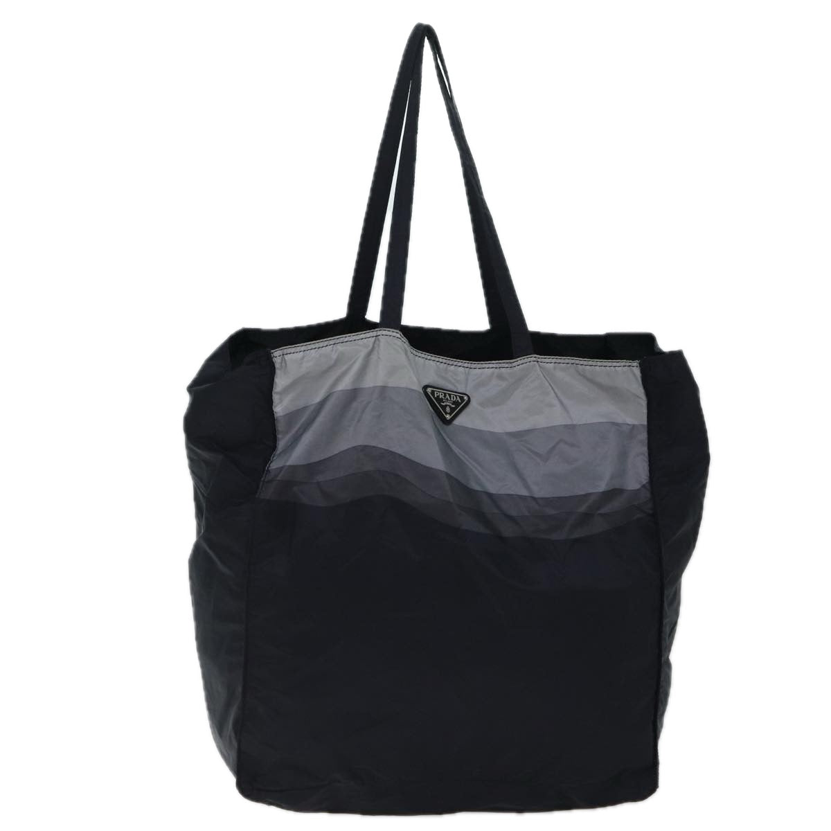 PRADA Tote Bag Nylon Black Gray Auth 69946