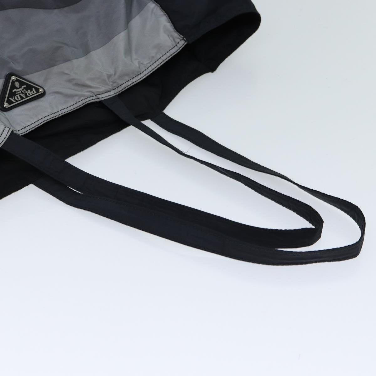 PRADA Tote Bag Nylon Black Gray Auth 69946