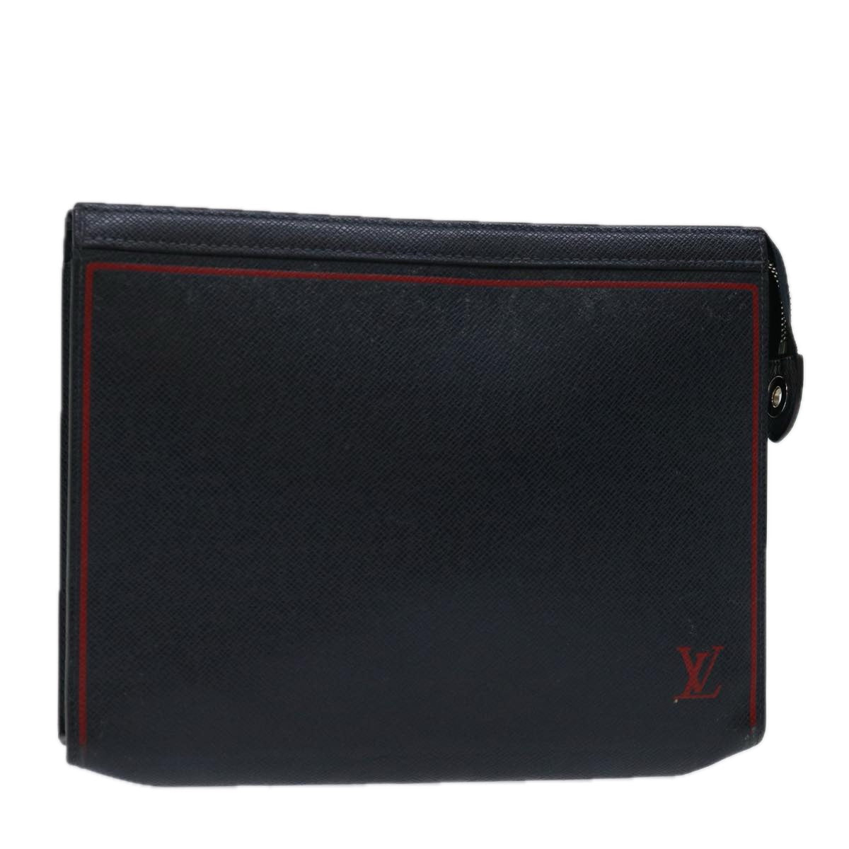 LOUIS VUITTON Taiga Pochette Voyager MM Clutch Bag Blue Marine M63394 Auth 70038