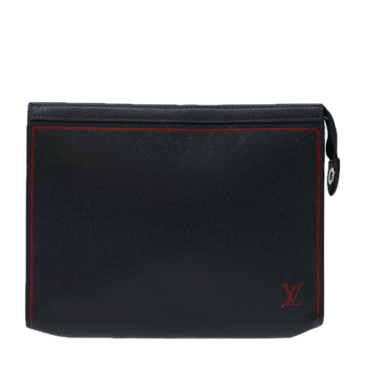 LOUIS VUITTON Taiga Pochette Voyager MM Clutch Bag Blue Marine M63394 Auth 70038