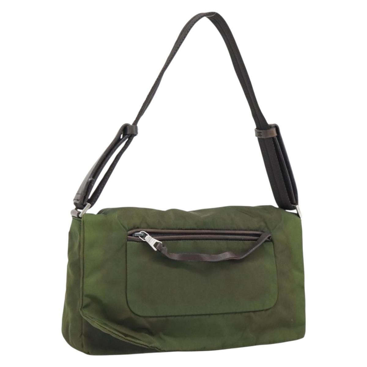 PRADA Shoulder Bag Nylon Khaki Auth 70210