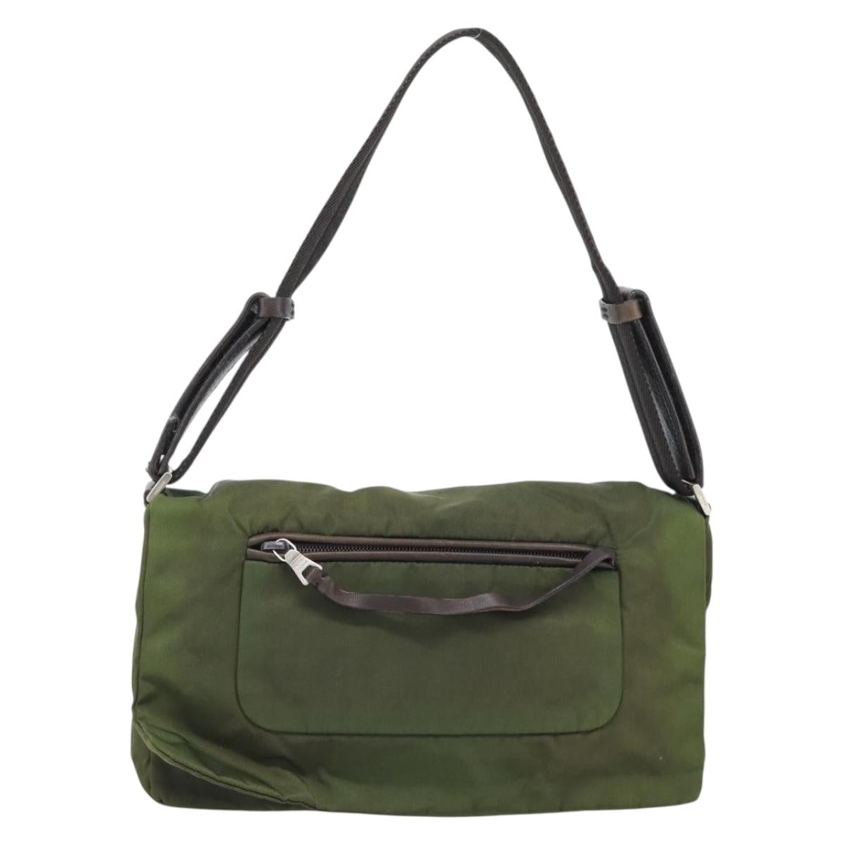 PRADA Shoulder Bag Nylon Khaki Auth 70210