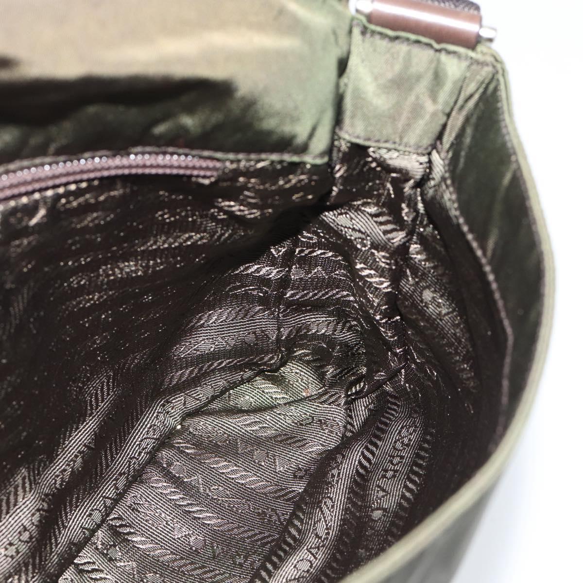 PRADA Shoulder Bag Nylon Khaki Auth 70210
