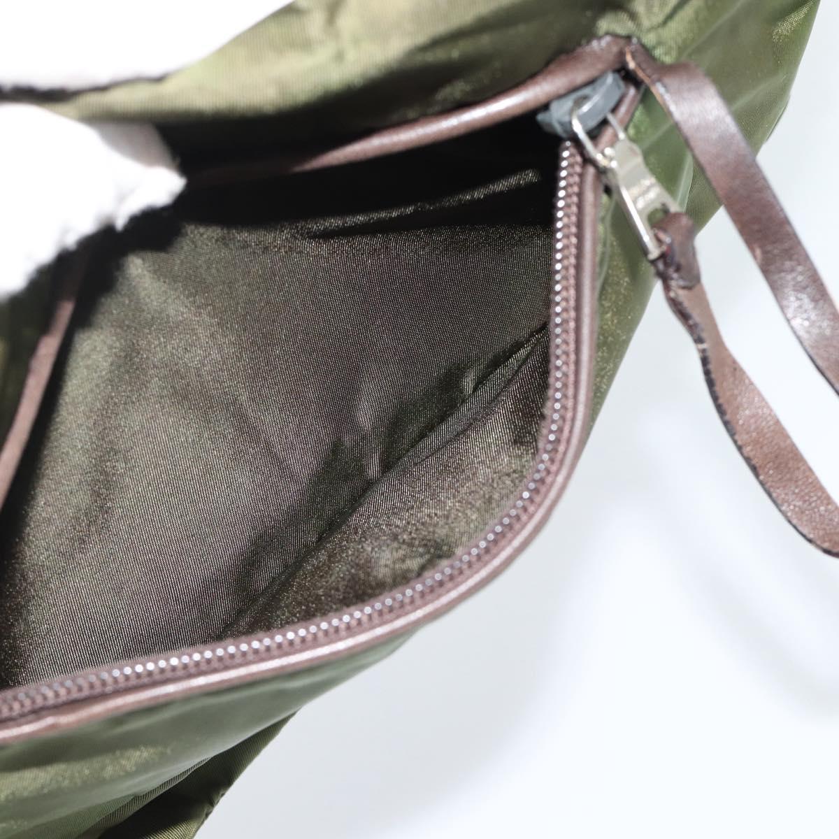 PRADA Shoulder Bag Nylon Khaki Auth 70210