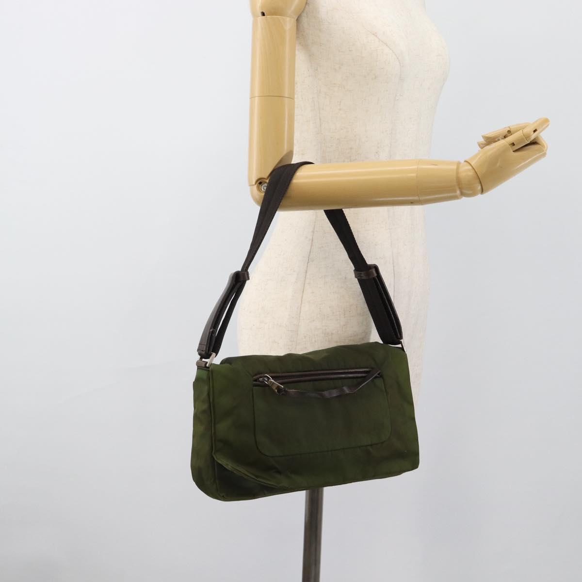 PRADA Shoulder Bag Nylon Khaki Auth 70210
