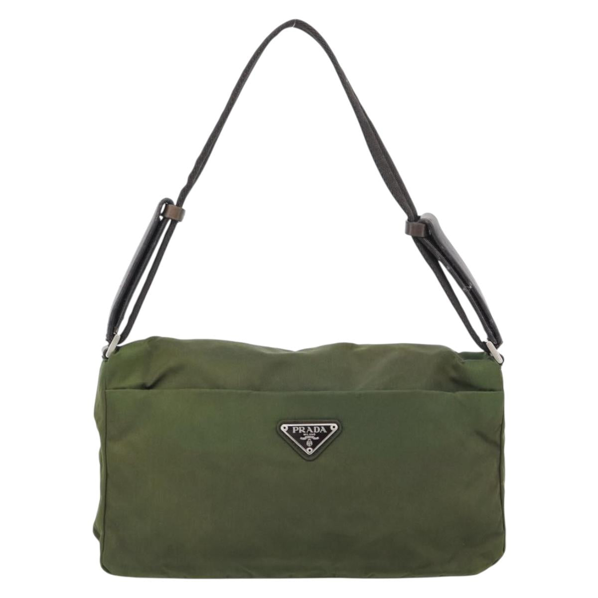 PRADA Shoulder Bag Nylon Khaki Auth 70210