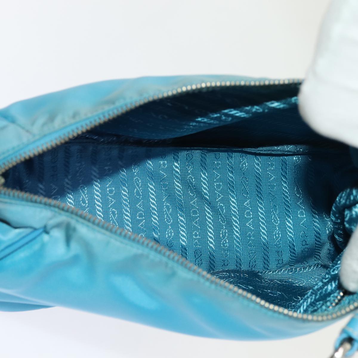 PRADA Accessory Pouch Nylon Light Blue Auth 70224