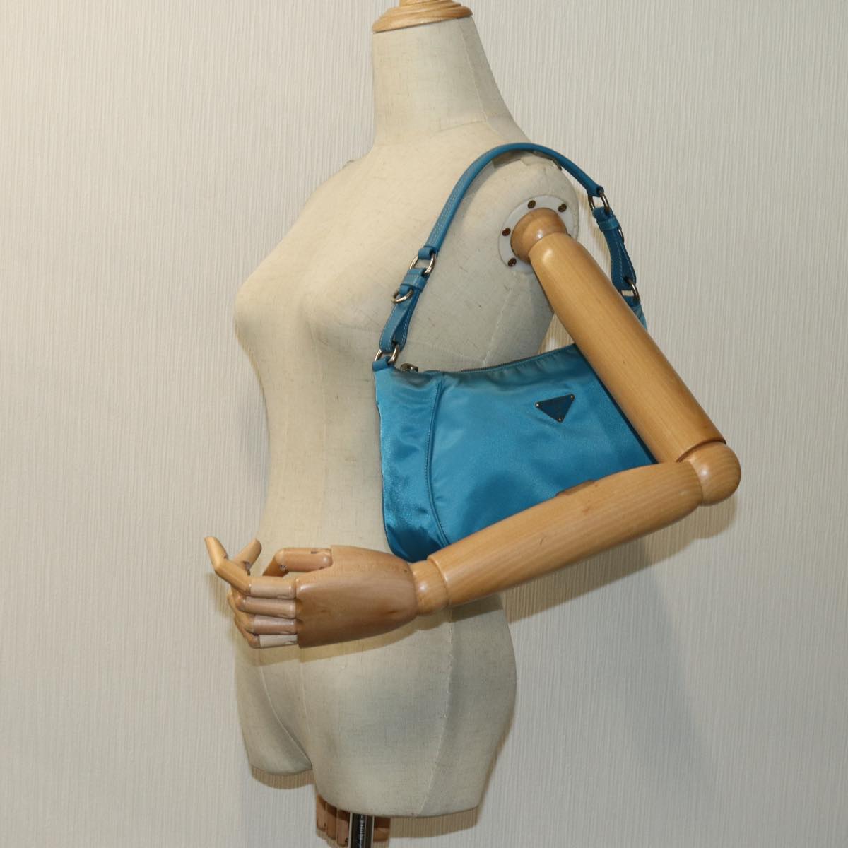 PRADA Accessory Pouch Nylon Light Blue Auth 70224