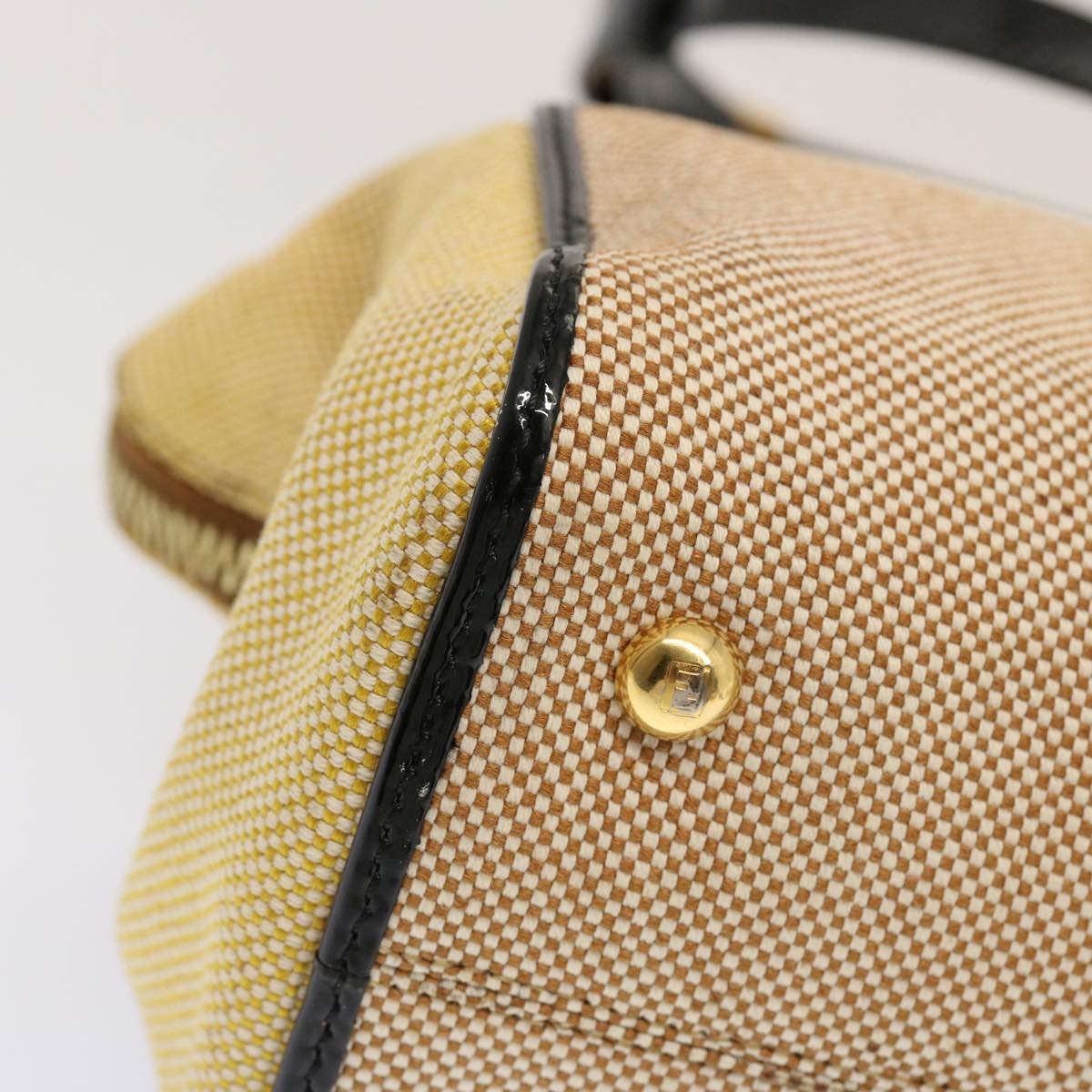 FENDI Hand Bag Canvas 2way Beige Auth 70343