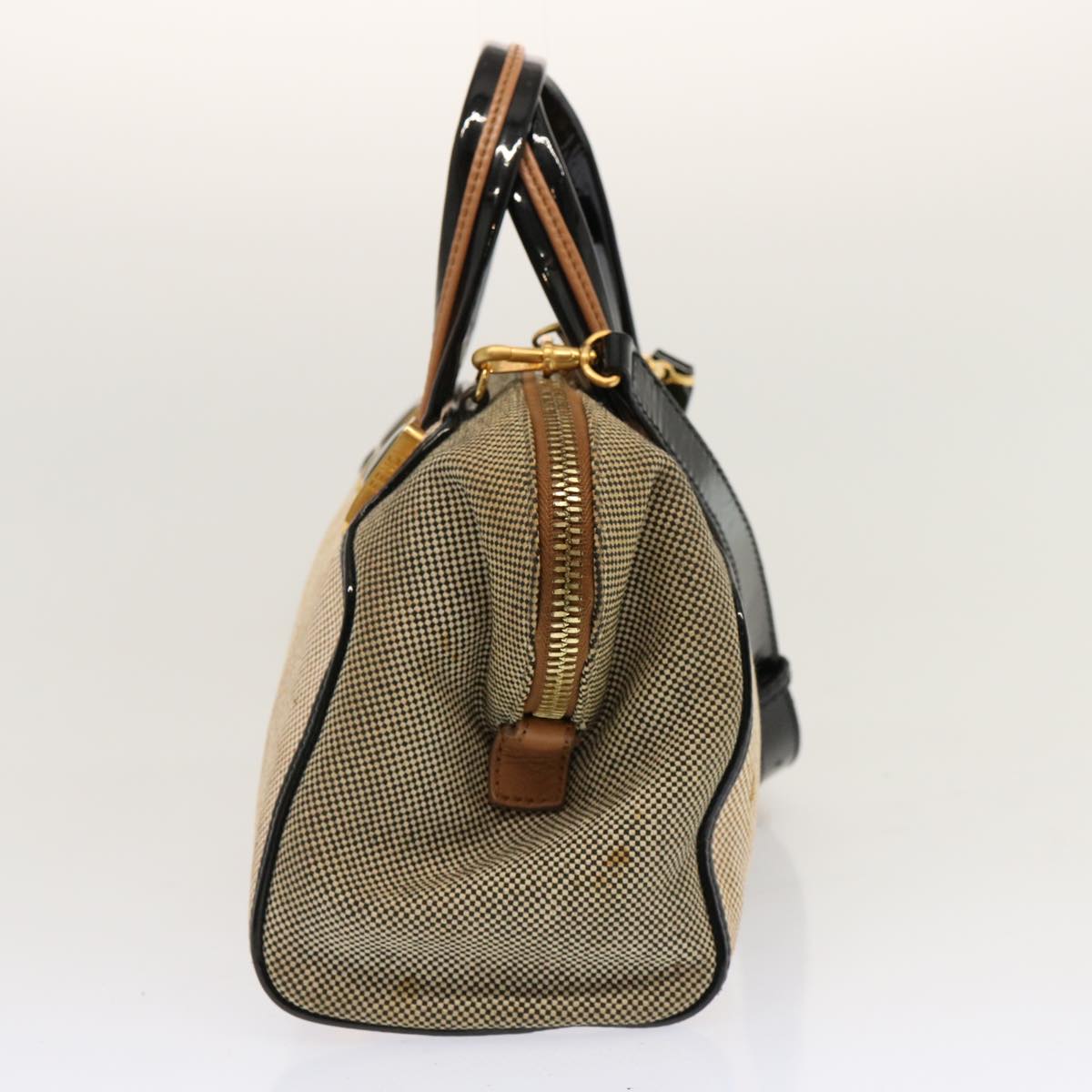 FENDI Hand Bag Canvas 2way Beige Auth 70343