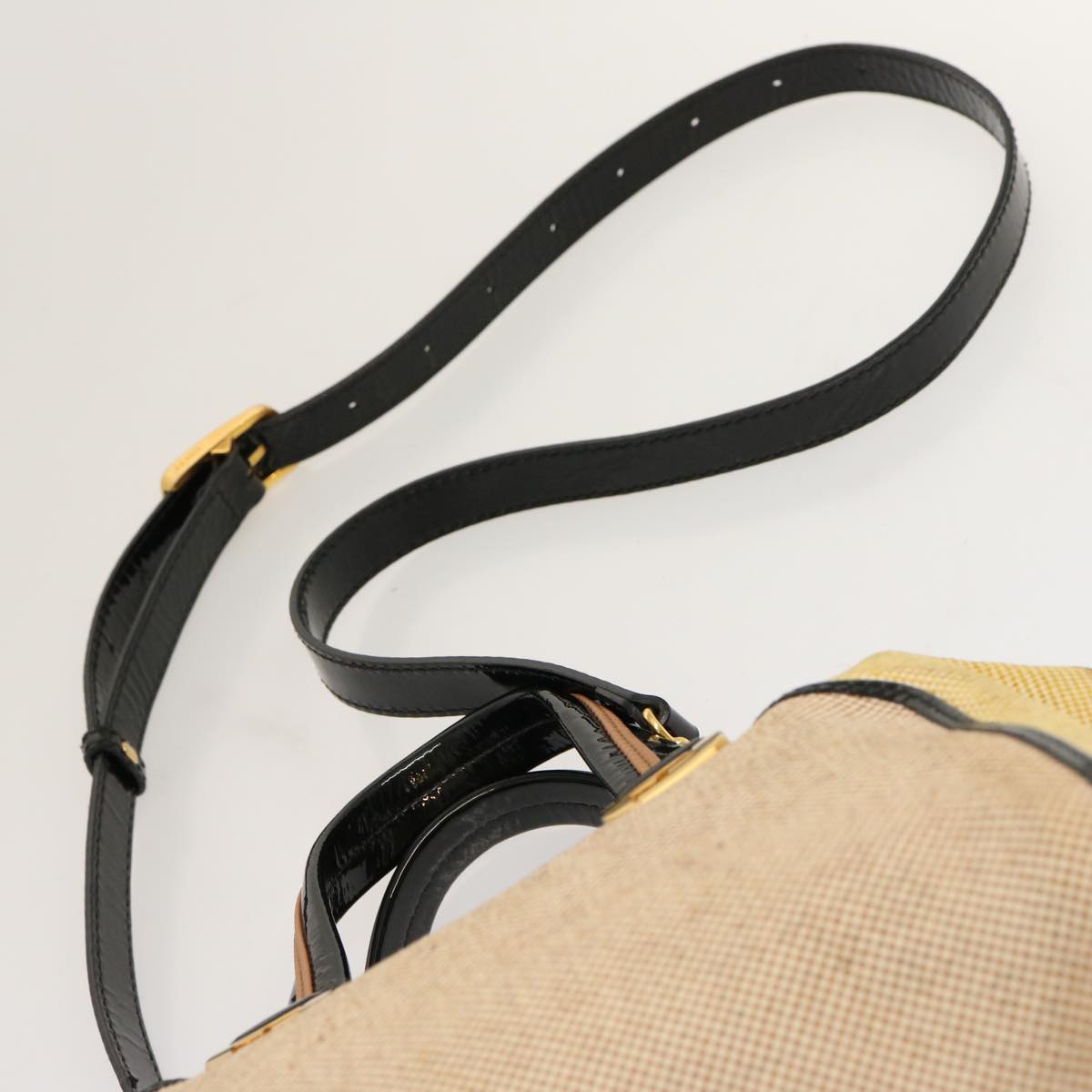 FENDI Hand Bag Canvas 2way Beige Auth 70343