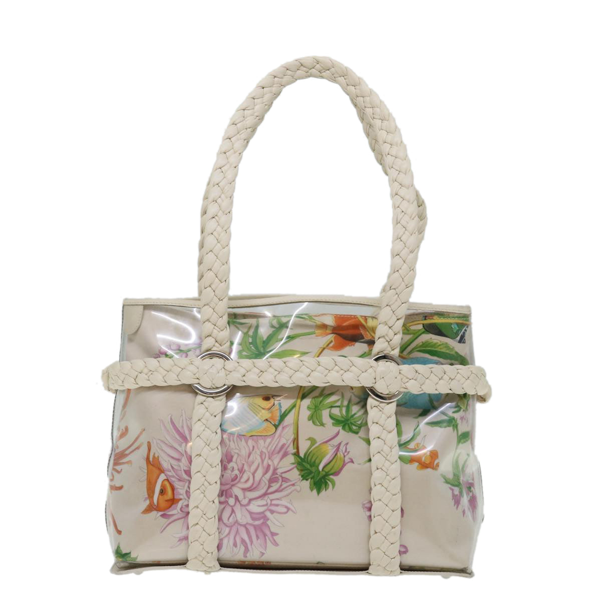 Salvatore Ferragamo Tote Bag Vinyl Beige 293578 Auth 70358