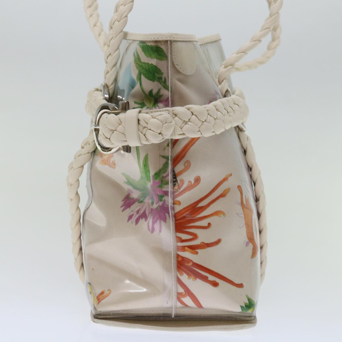 Salvatore Ferragamo Tote Bag Vinyl Beige 293578 Auth 70358