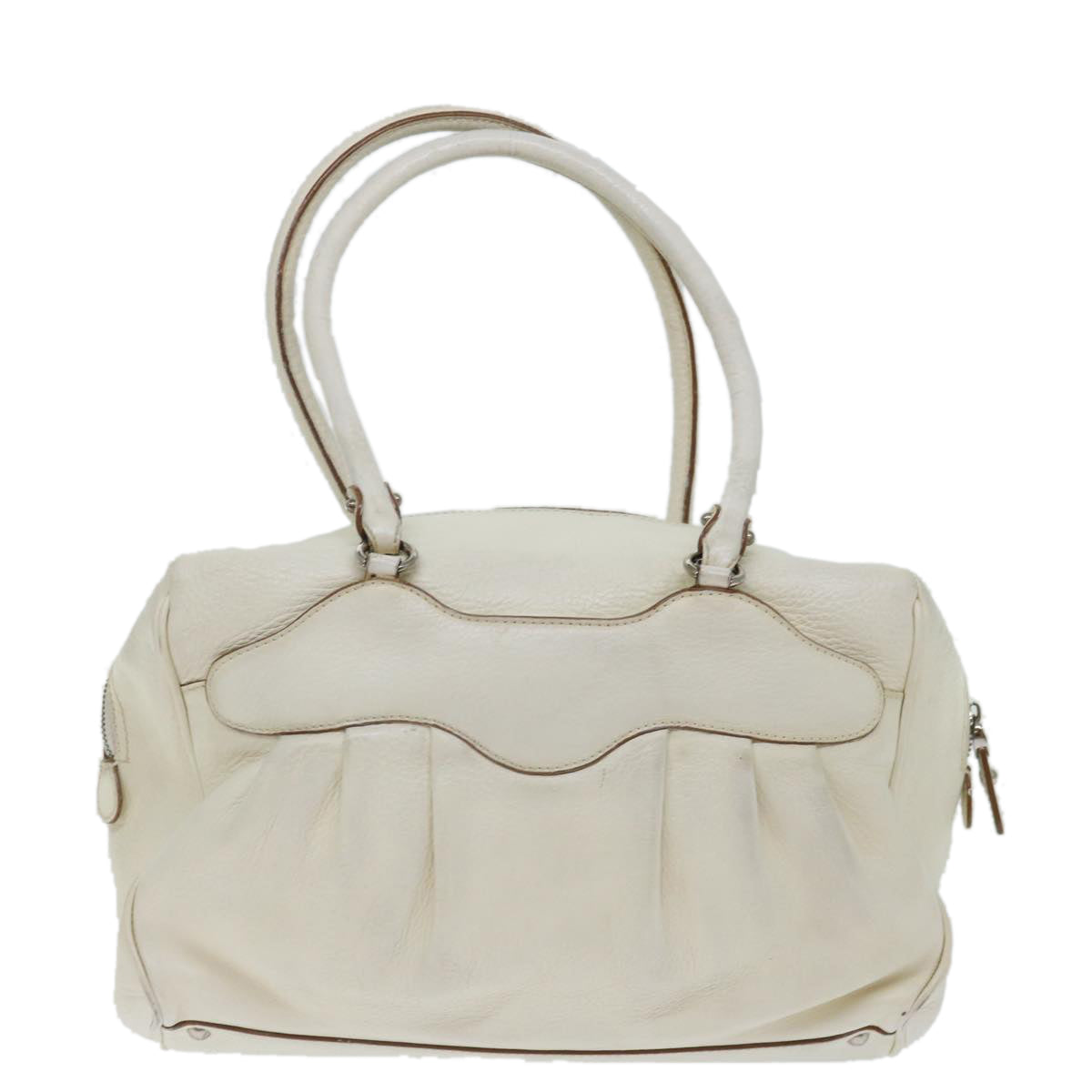 Salvatore Ferragamo Gancini Shoulder Bag Leather White Auth 70361