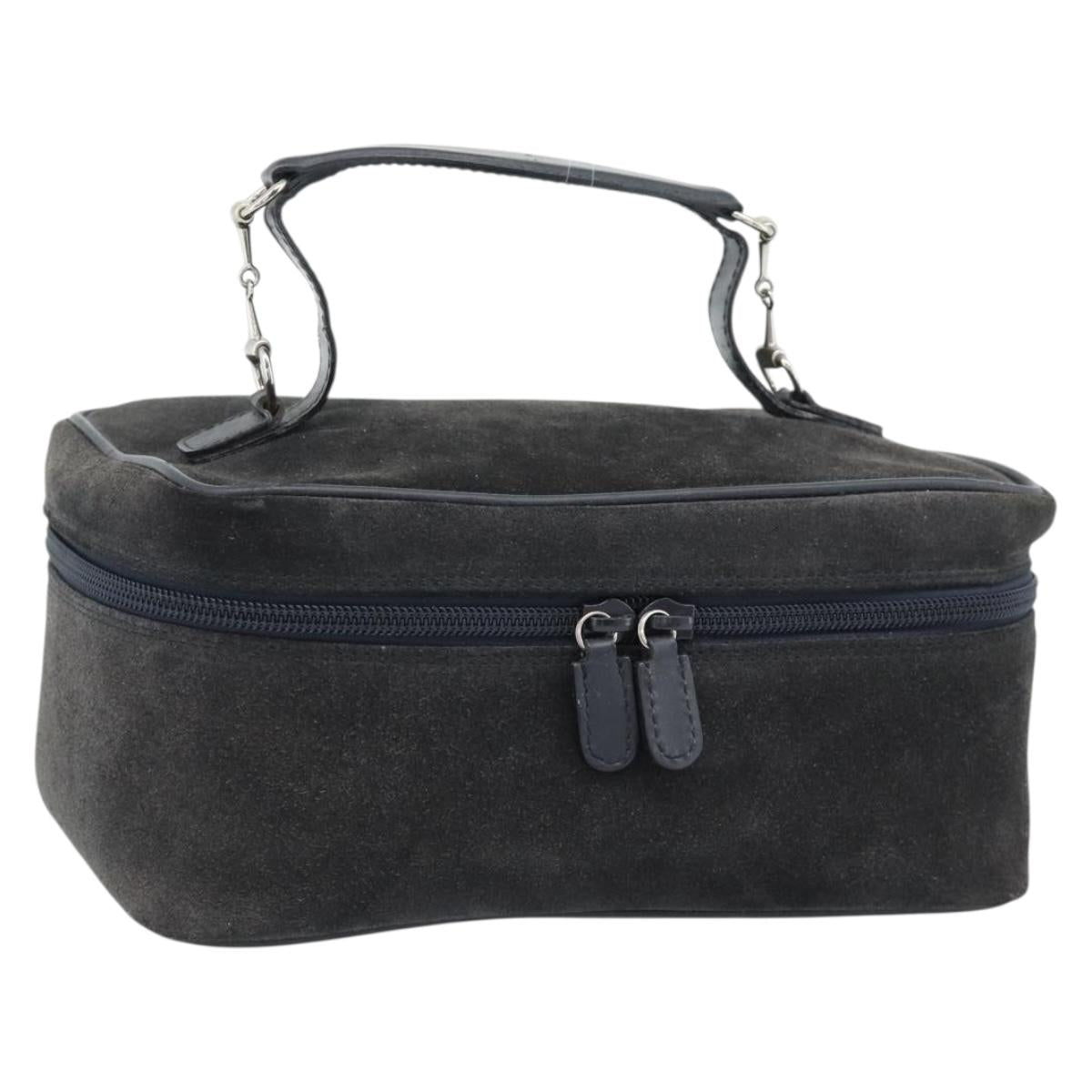 GUCCI Vanity Cosmetic Pouch Suede Black 032 1705 0140 Auth 70384