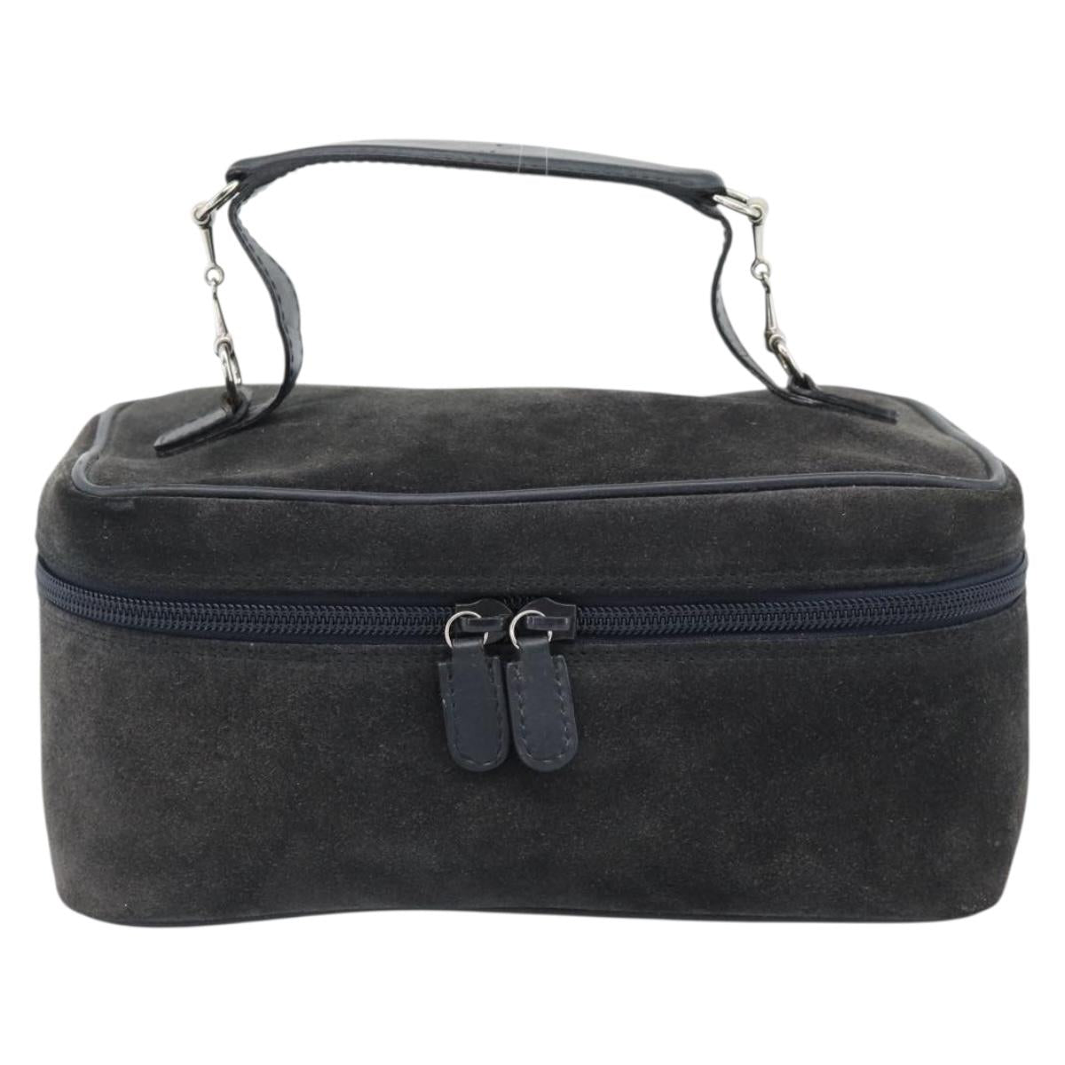 GUCCI Vanity Cosmetic Pouch Suede Black 032 1705 0140 Auth 70384
