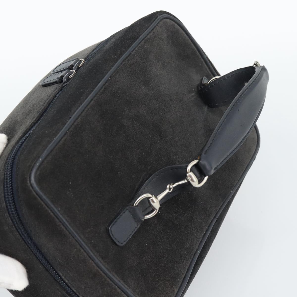 GUCCI Vanity Cosmetic Pouch Suede Black 032 1705 0140 Auth 70384