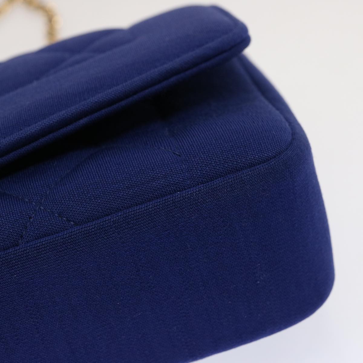 CHANEL Diana Matelasse Chain Shoulder Bag Canvas Blue Gold CC Auth 70391SAM