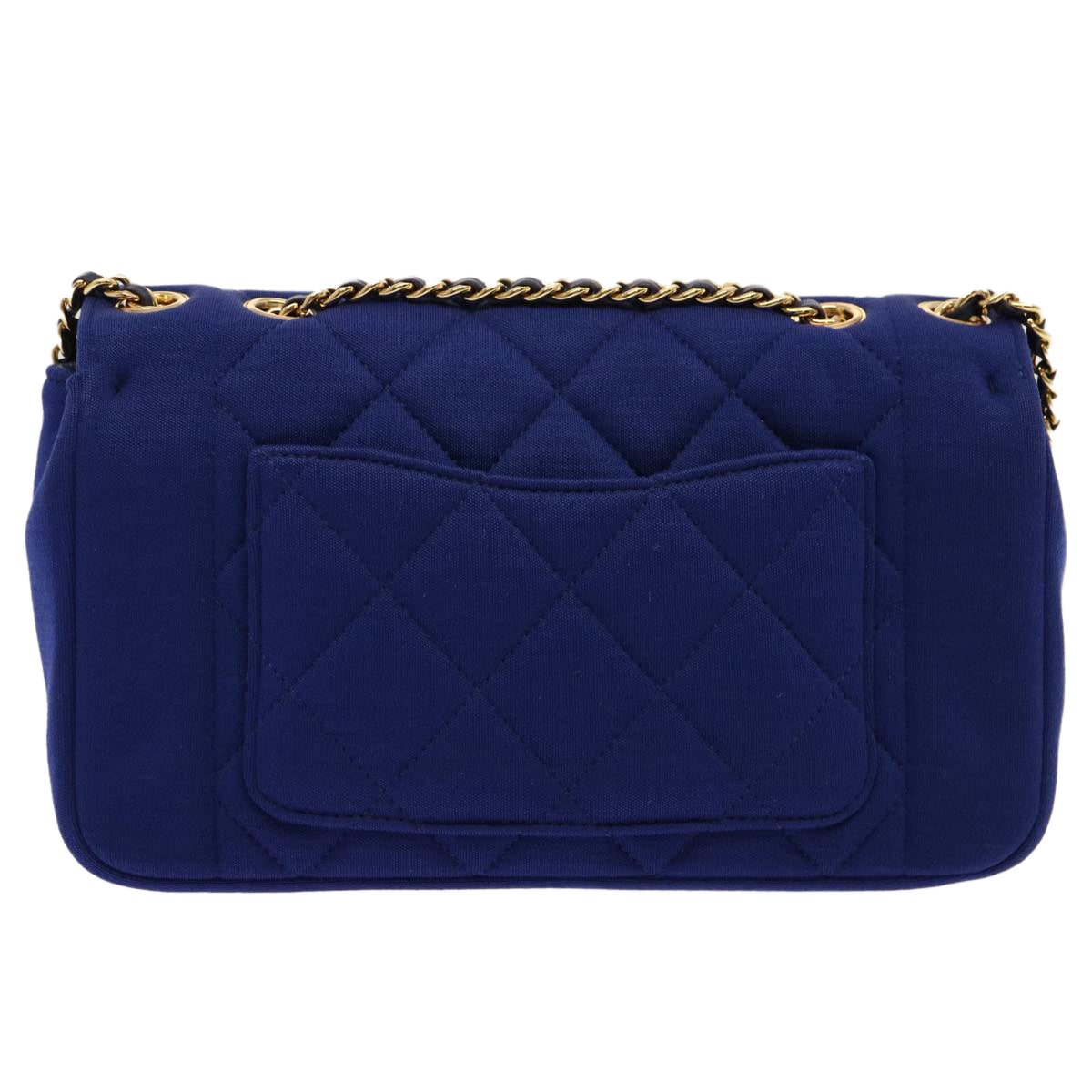 CHANEL Diana Matelasse Chain Shoulder Bag Canvas Blue Gold CC Auth 70391SAM
