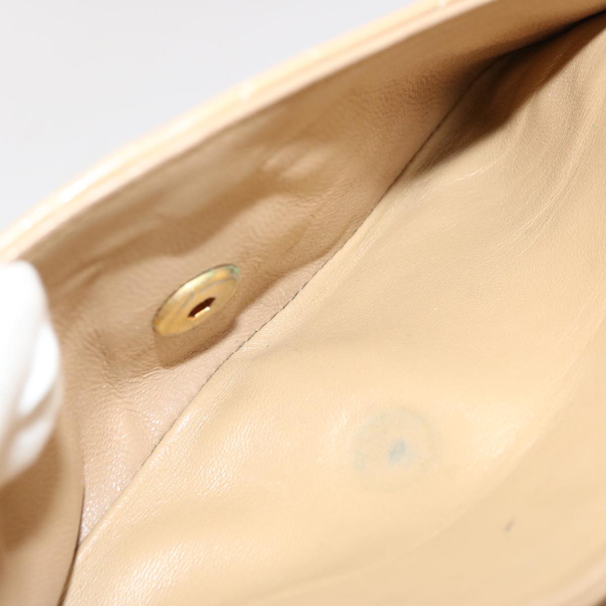 CHANEL Matelasse Chain Shoulder Bag Lamb Skin Beige CC Auth 70454A