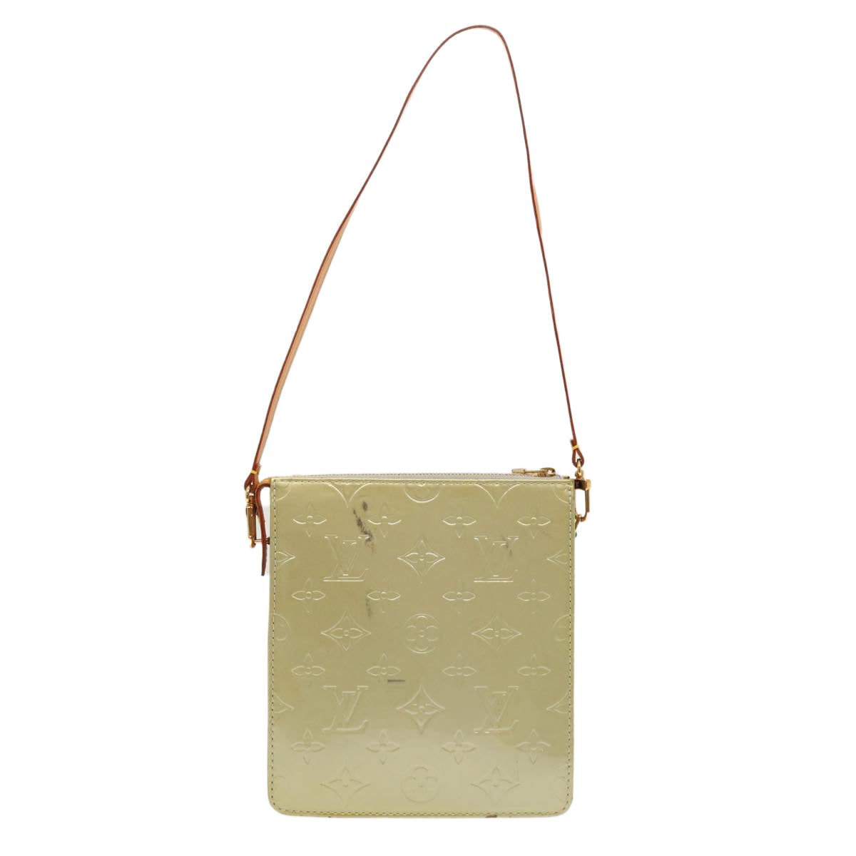 LOUIS VUITTON Monogram Vernis Motto Accessory Pouch Gris M91030 LV Auth 70506