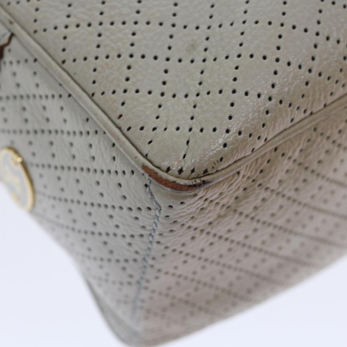 CELINE Hand Bag Leather Gray Auth 70597