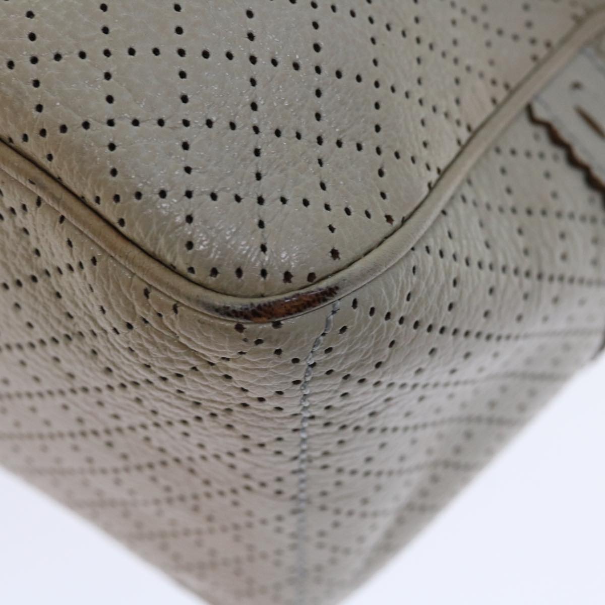 CELINE Hand Bag Leather Gray Auth 70597