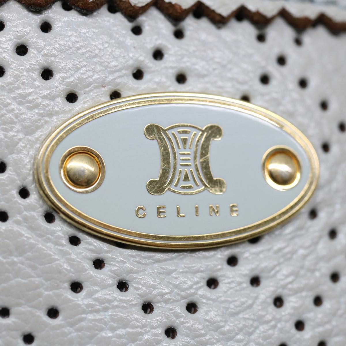 CELINE Hand Bag Leather Gray Auth 70597