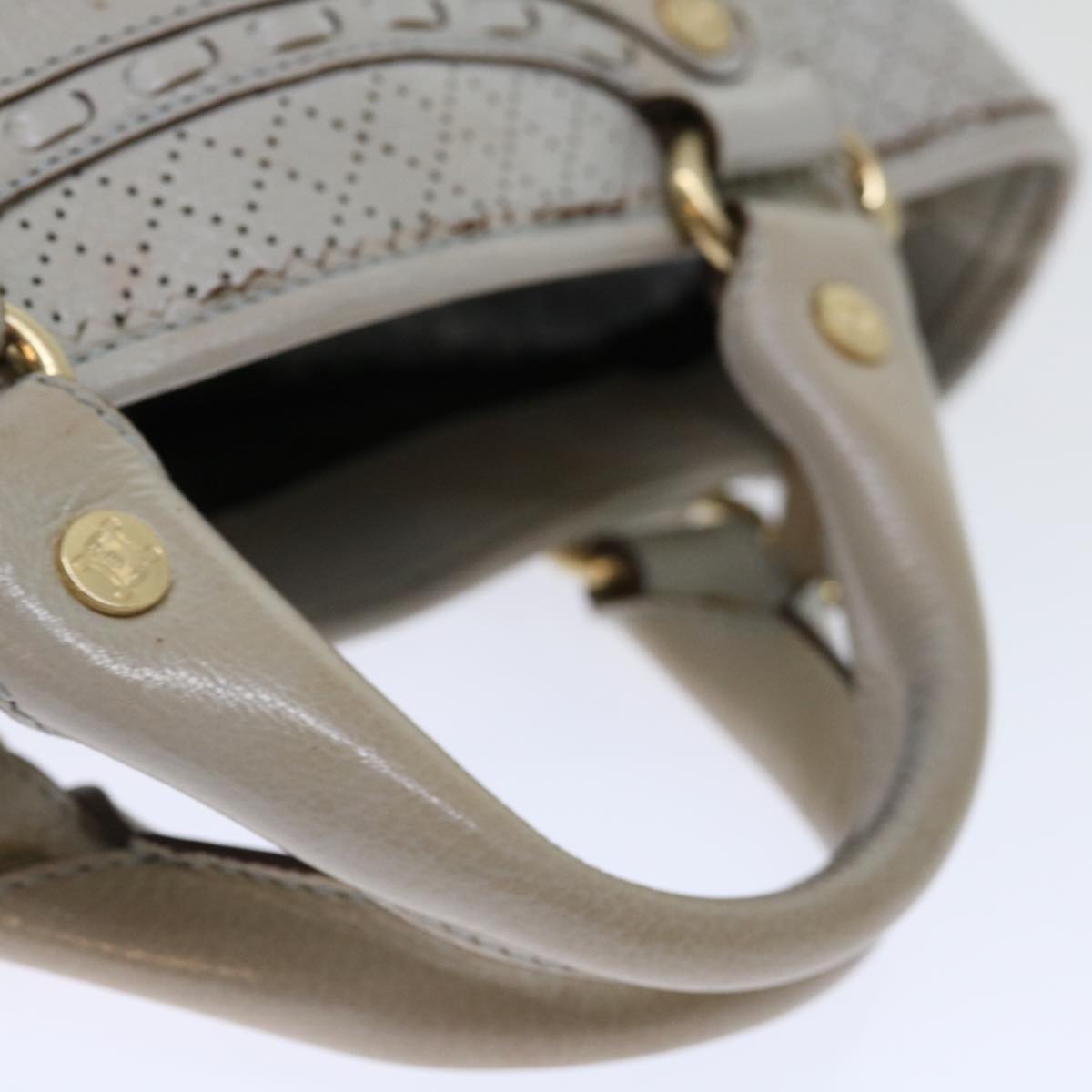CELINE Hand Bag Leather Gray Auth 70597