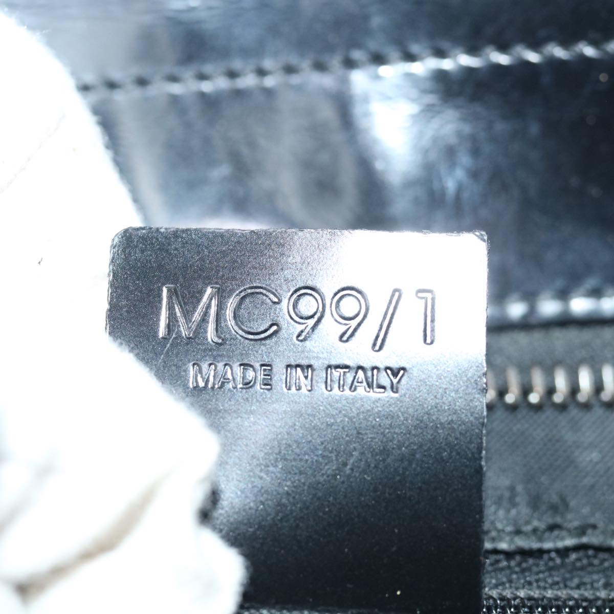 CELINE Macadam Canvas Tote Bag Enamel Silver Black Auth 70632