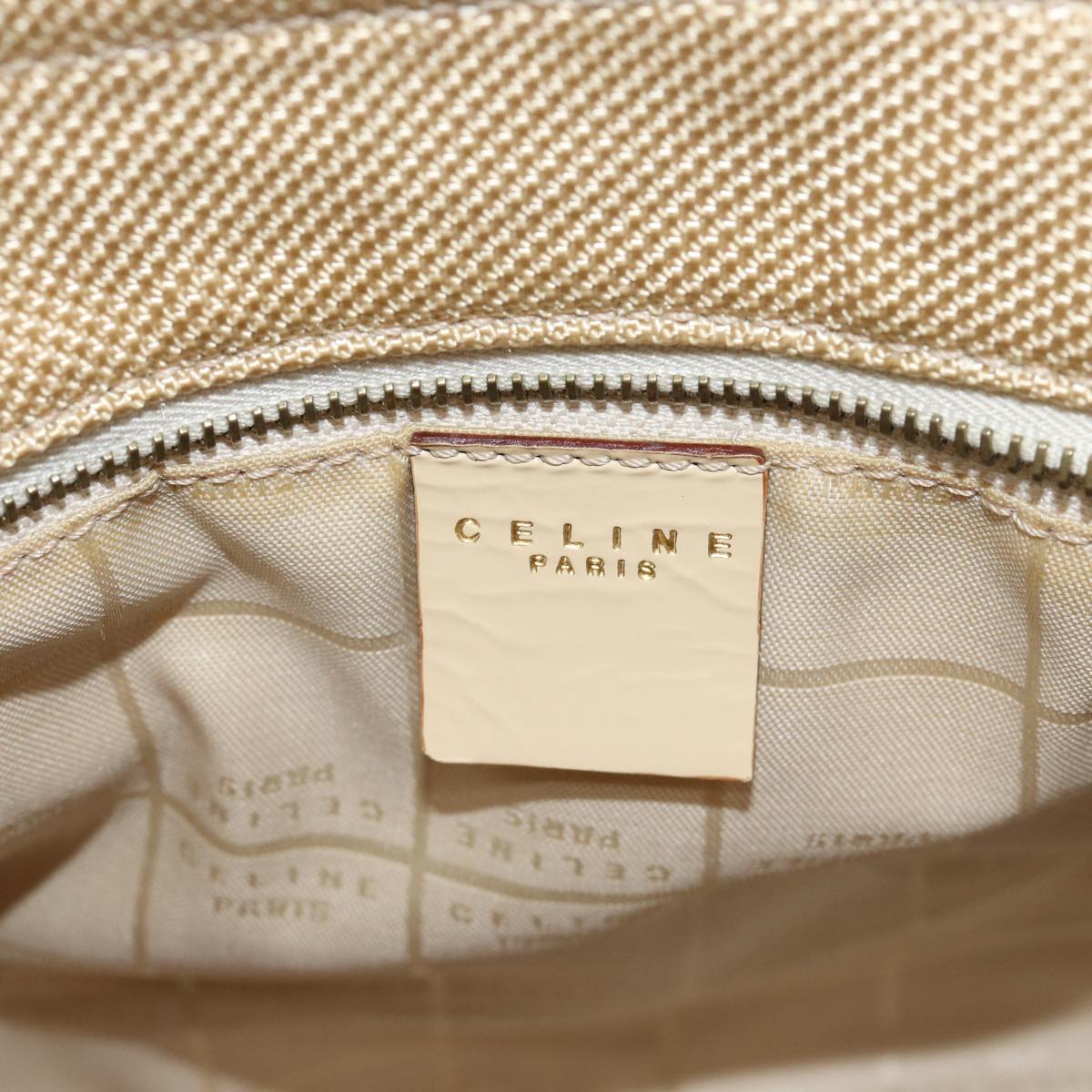 CELINE Shoulder Bag Canvas Beige Auth 70633