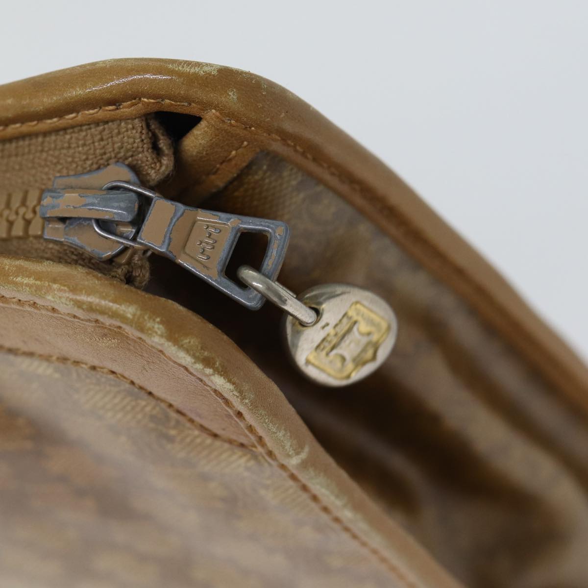 CELINE Macadam Canvas Clutch Bag Beige Auth 70658