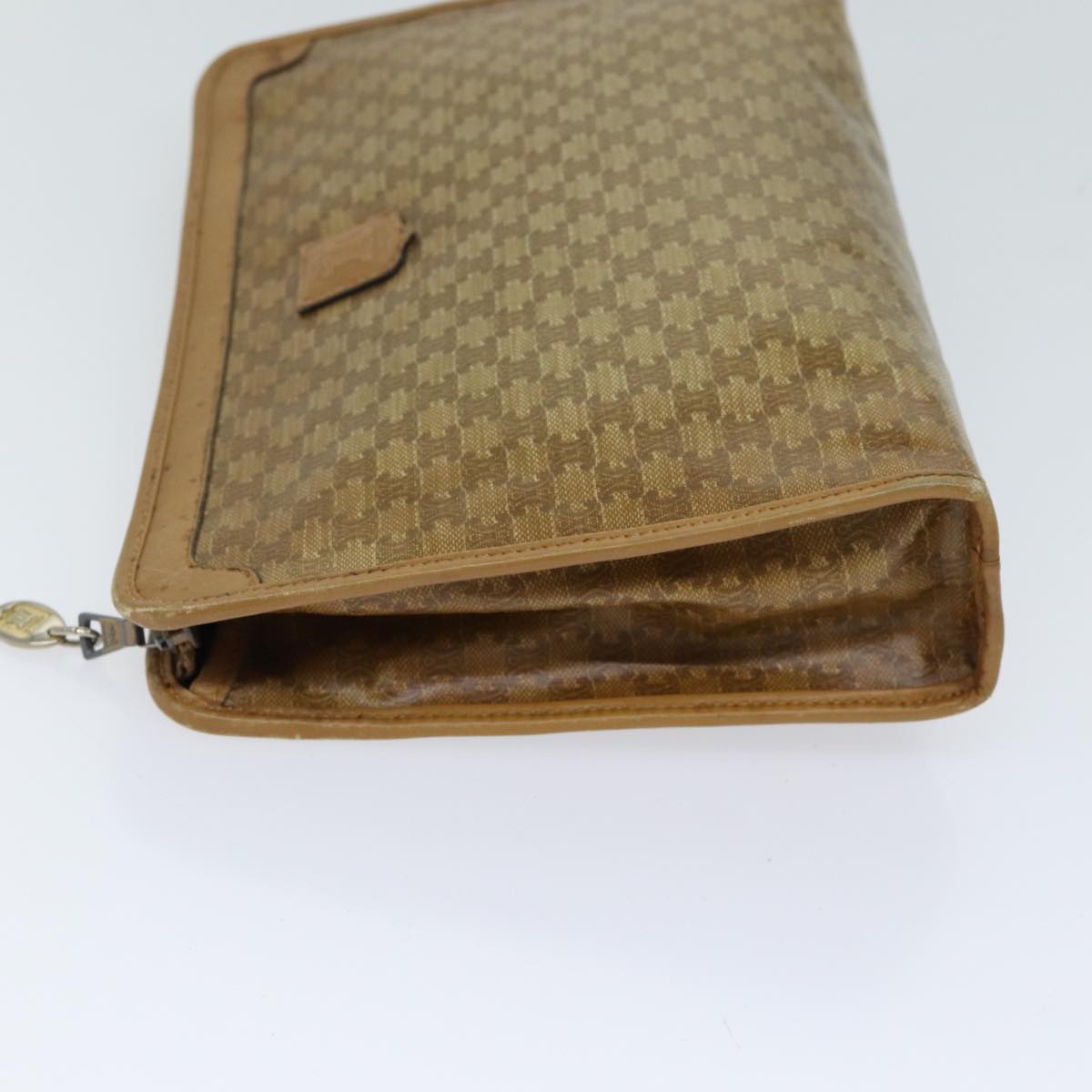 CELINE Macadam Canvas Clutch Bag Beige Auth 70658