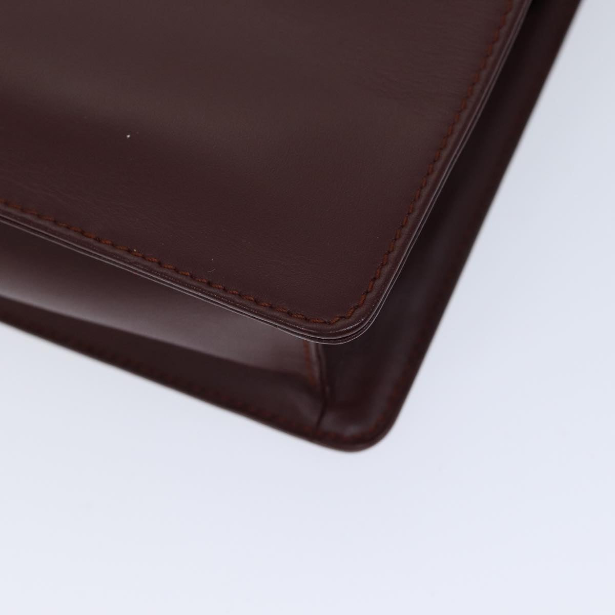 CARTIER Clutch Bag Leather Bordeaux Auth 70664