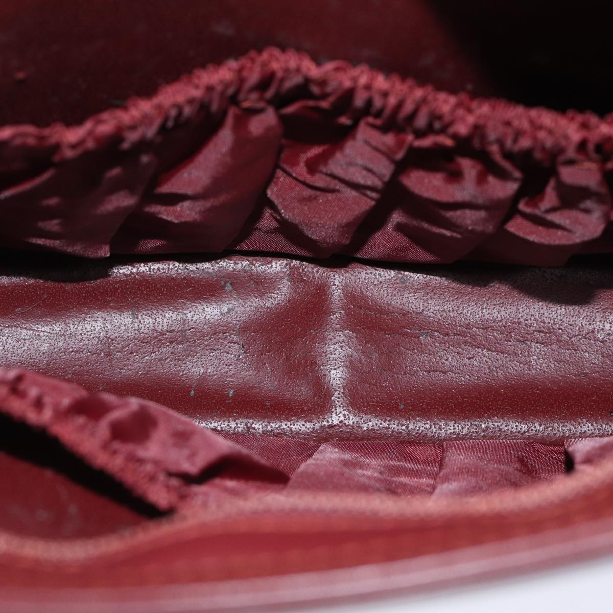 CARTIER Clutch Bag Leather Bordeaux Auth 70664