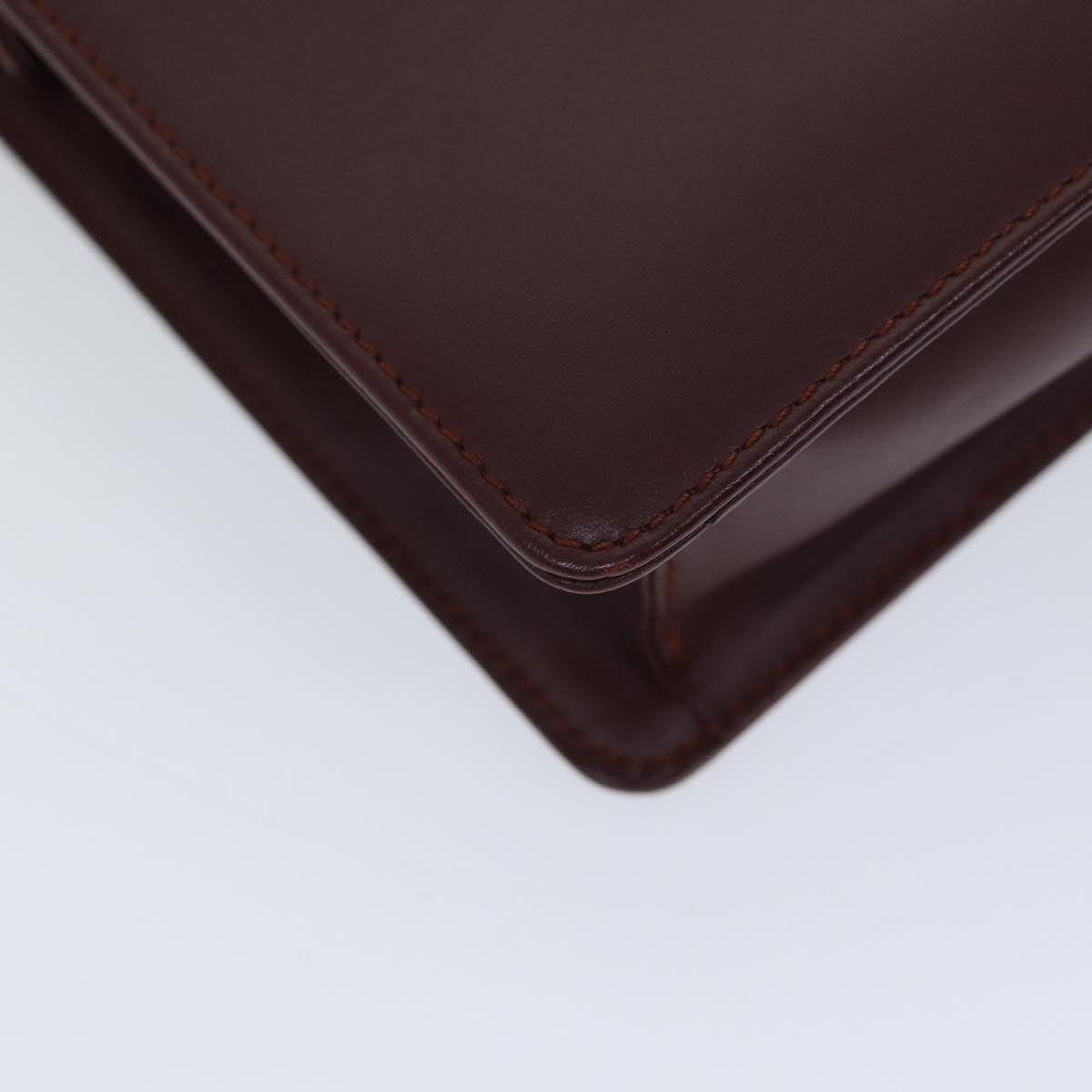 CARTIER Clutch Bag Leather Bordeaux Auth 70664