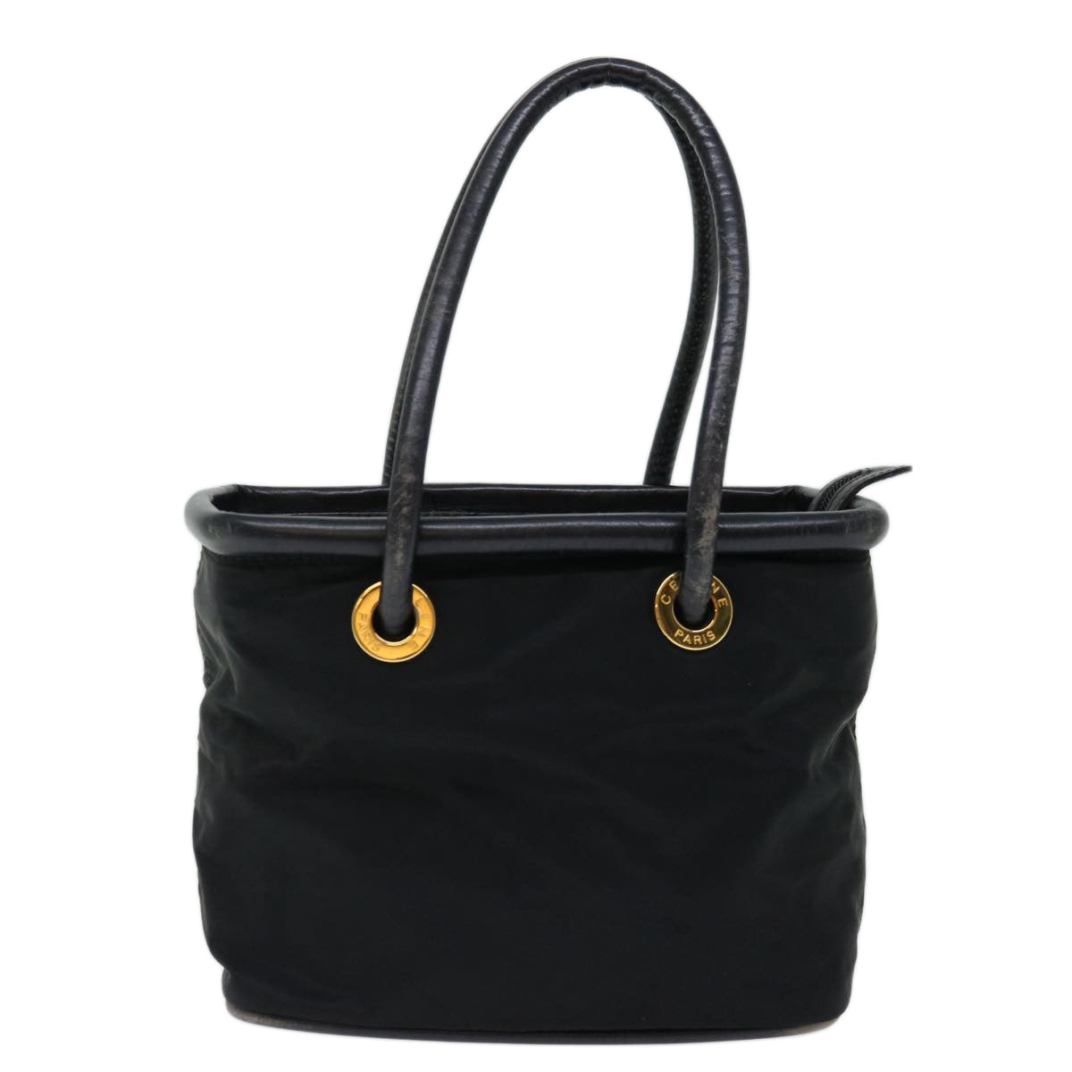 CELINE Hand Bag Nylon Black Auth 70673