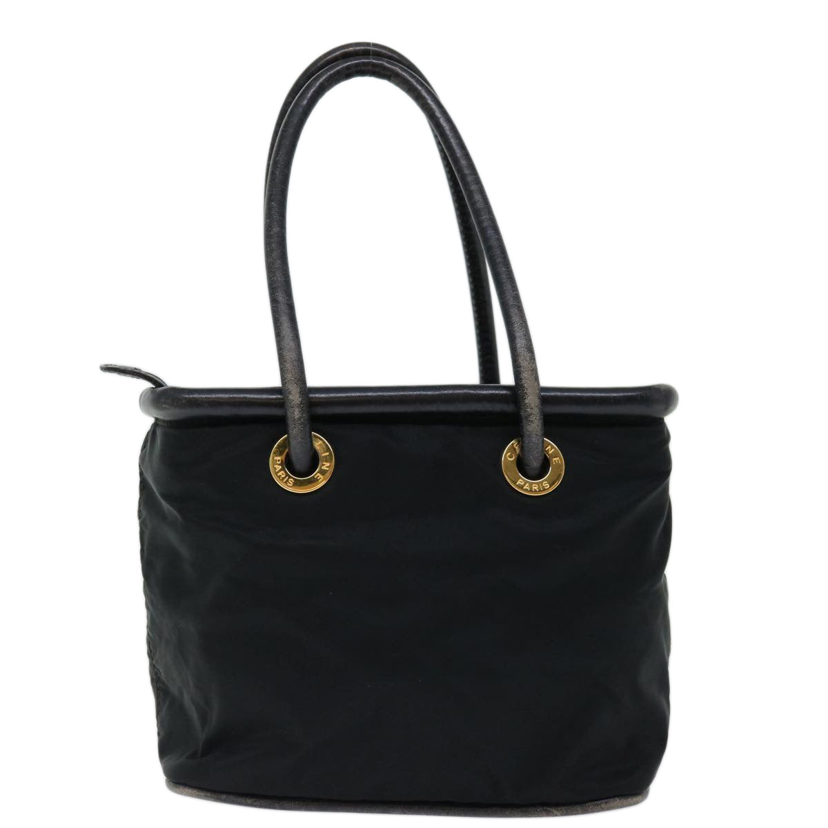 CELINE Hand Bag Nylon Black Auth 70673