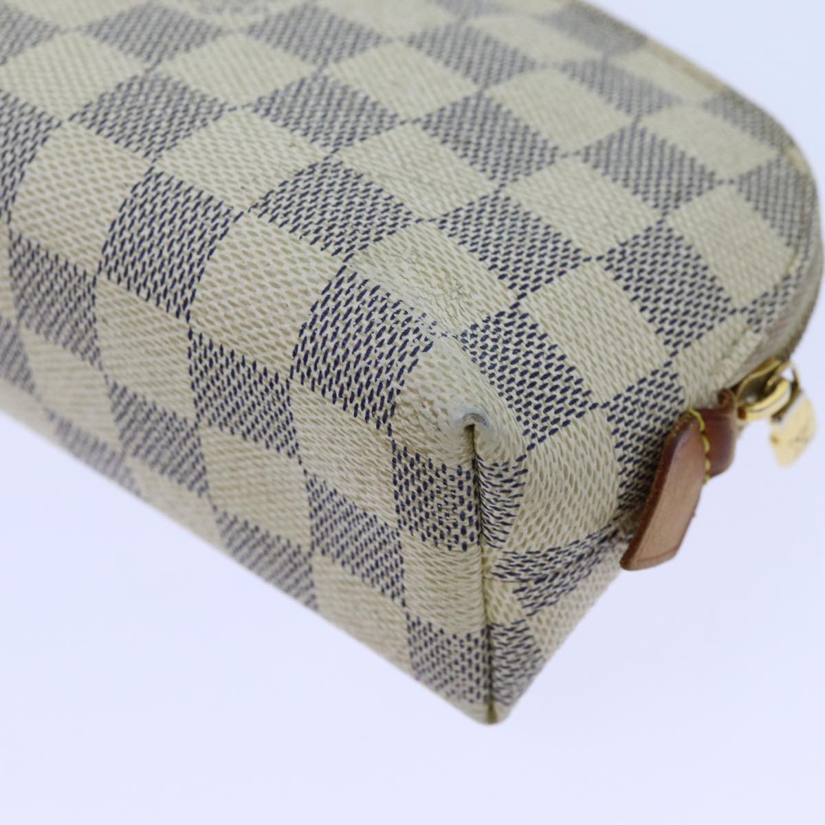LOUIS VUITTON Damier Azur Pochette Cosmetic PM Pouch N60024 LV Auth 70722