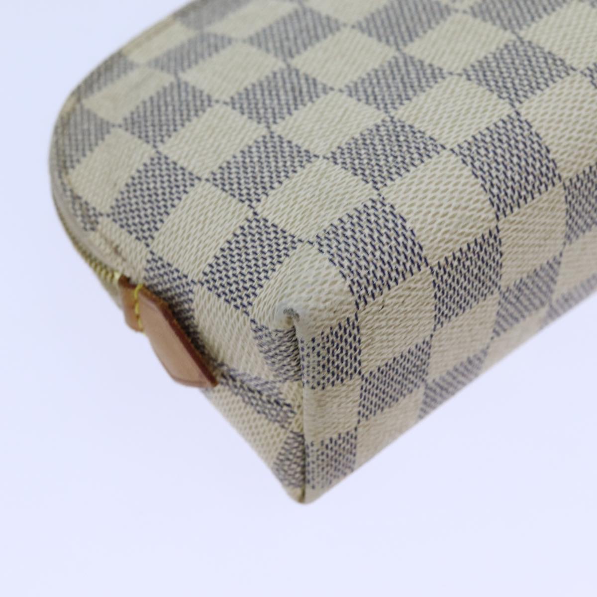 LOUIS VUITTON Damier Azur Pochette Cosmetic PM Pouch N60024 LV Auth 70722