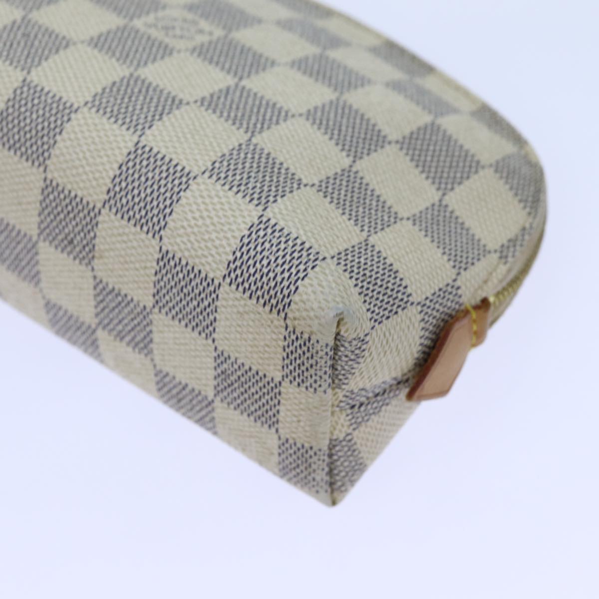 LOUIS VUITTON Damier Azur Pochette Cosmetic PM Pouch N60024 LV Auth 70722