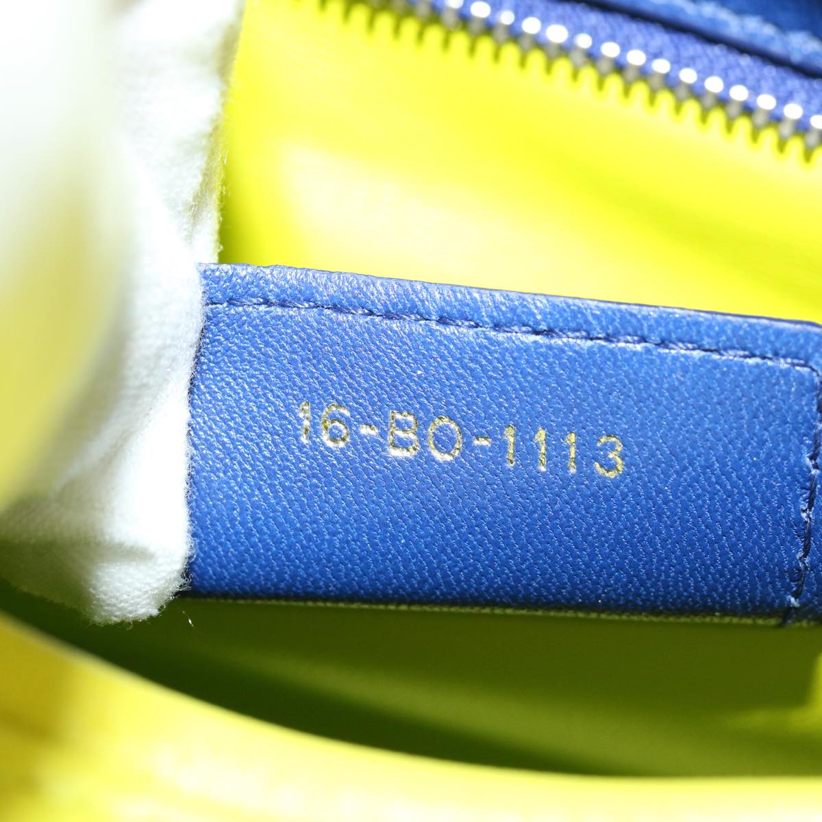 Christian Dior Lady Dior Canage Hand Bag Lamb Skin Blue Pink Auth 70762SV